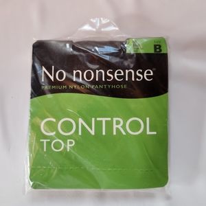 No Nonsense Control Top Sheer Toe Pantyhose Size B Off Black